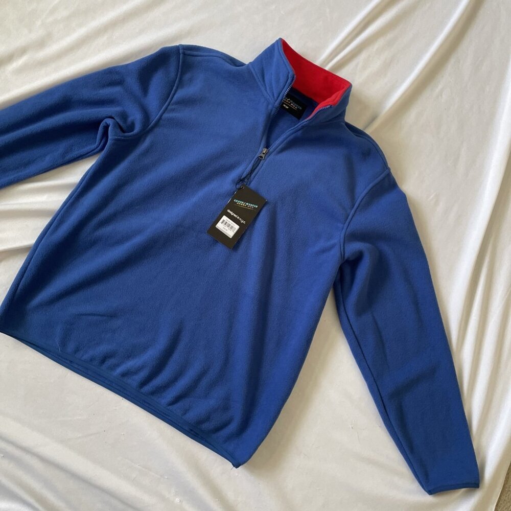 Logan & Martin Sport NYC Blue 1/4 Zip Fleece Pullover For Men Polyester Long Sle